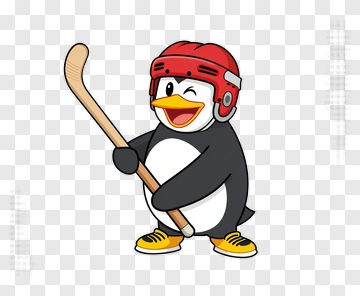 Cartoon Penguin Playing Hockey PNG