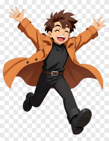 Cartoon Boy Jumping With Joy PNG