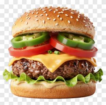 Cheeseburger With Fresh Vegetables PNG