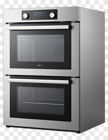 Double Oven With Stainless Steel Finish PNG
