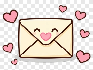 Cartoon Envelope With Hearts PNG