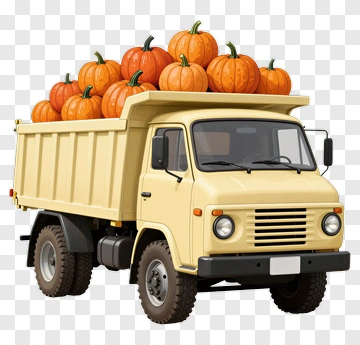 Truck Loaded With Pumpkins PNG