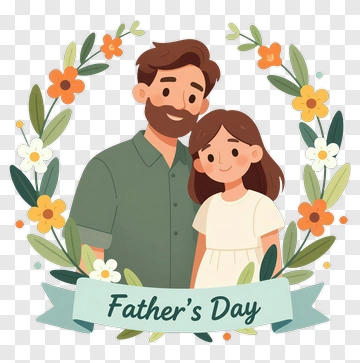 Father's Day Illustration With Father And Daughter PNG