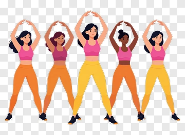 Group Of Women Exercising In Fitness Class PNG
