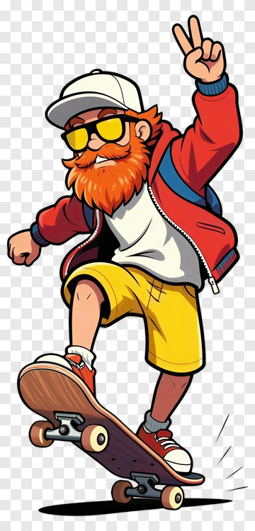 Cartoon Skateboarder Performing A Trick PNG