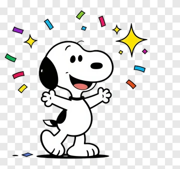 Cartoon Dog Celebrating With Confetti PNG