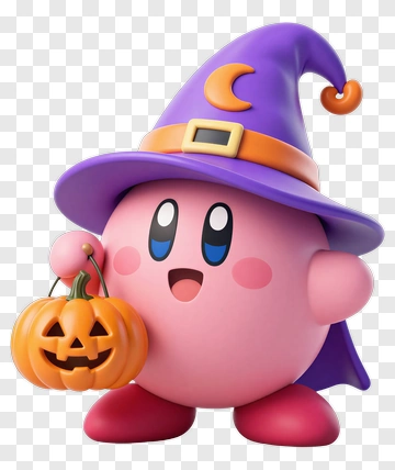 Halloween Kirby Holding A Pumpkin Candy Bucket PNG