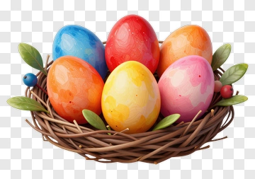 Colorful Easter Eggs In A Nest PNG