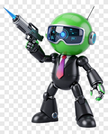 3D Robot Holding A Futuristic Gun PNG