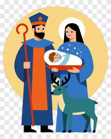 Nativity Scene With Mary, Joseph, And Baby Jesus PNG