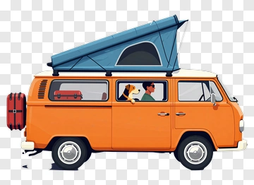 Cartoon Camper Van With Dog PNG