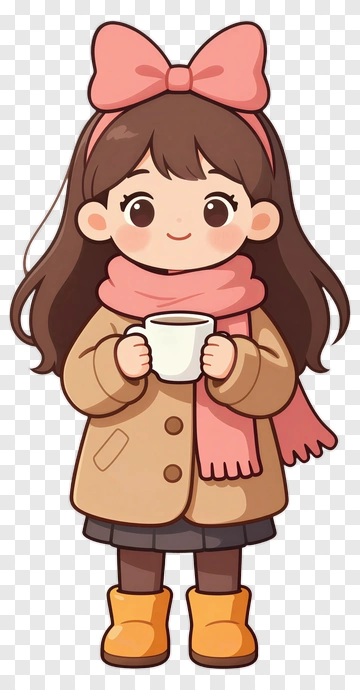 Cartoon Girl Holding A Cup PNG