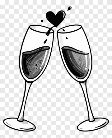 Cartoon Champagne Glasses Clinking With Heart PNG
