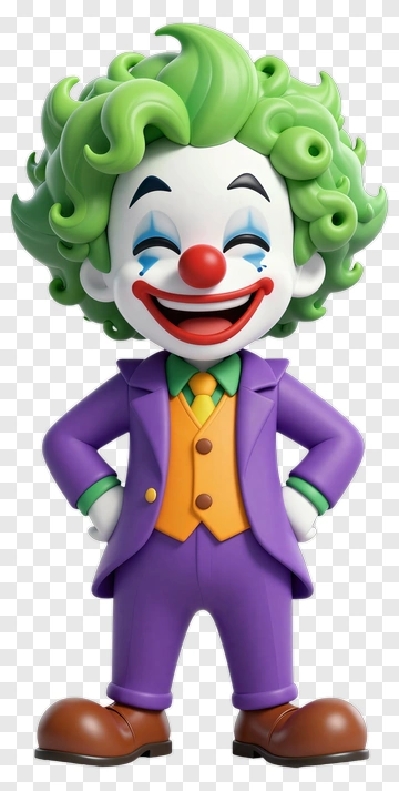 Cartoon Clown With Green Hair And Purple Suit PNG