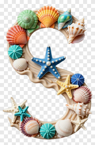 Colorful Seashell Number 3 Decoration PNG