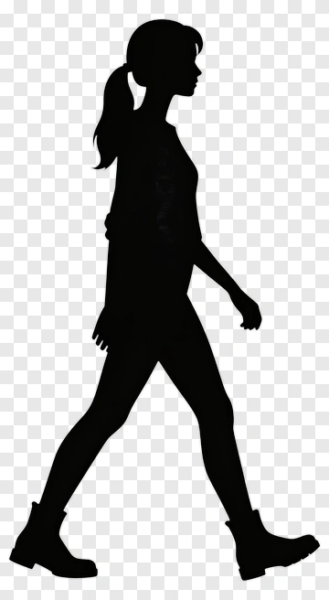 Silhouette Of A Woman Walking PNG