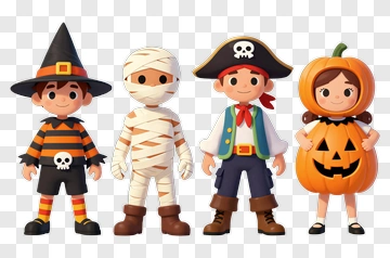 Halloween Costumed Children PNG