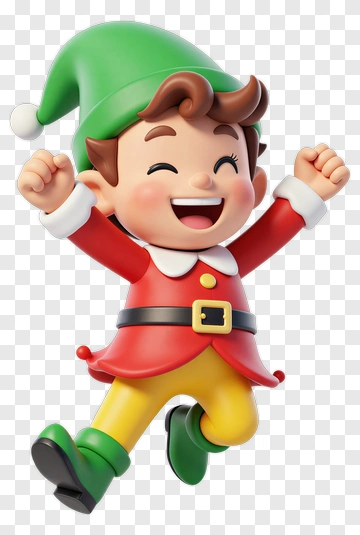 Cartoon Elf Boy Jumping With Joy PNG
