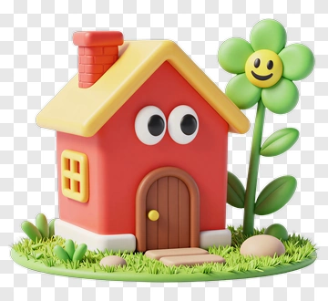 Cartoon House With Flower PNG