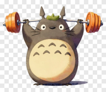 Cartoon Totoro Lifting Weights PNG