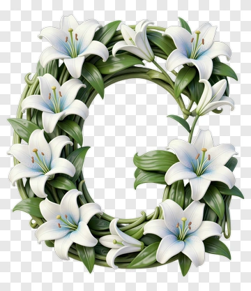 Floral Letter G With White Lilies PNG