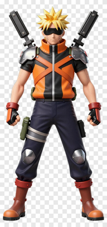 3D Character In Orange And Black Outfit PNG