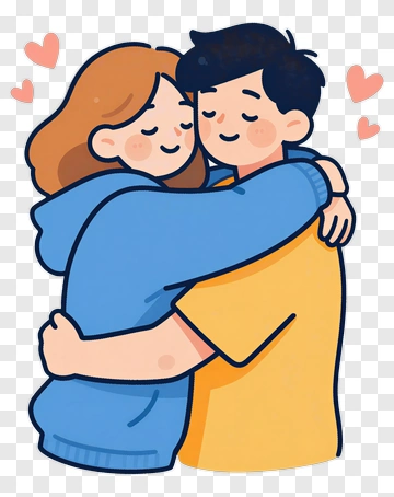 Happy Couple Embracing PNG