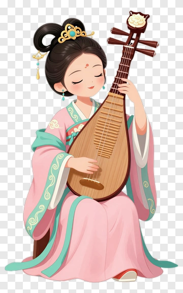 Girl Playing A Traditional Chinese Musical Instrument PNG