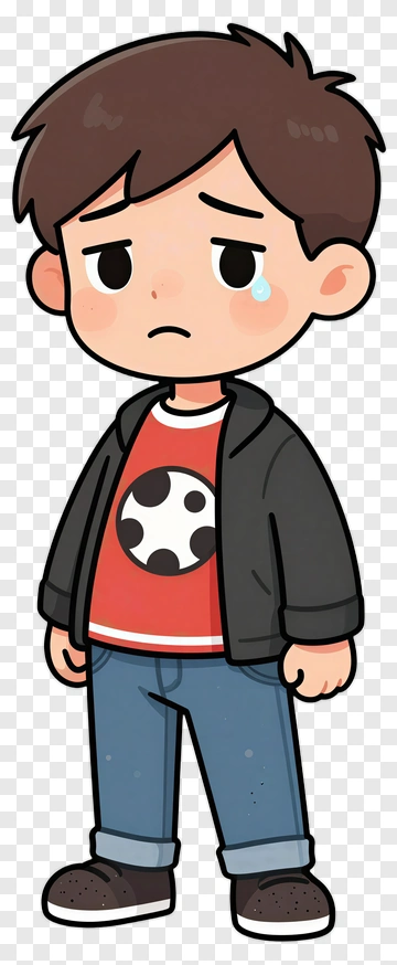 Cartoon Boy With A Sad Expression PNG