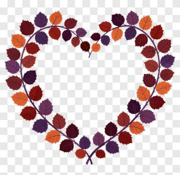 Heart Shape Made Of Colorful Autumn Leaves PNG