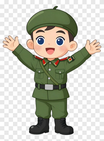 Cartoon Soldier Boy With Open Arms PNG