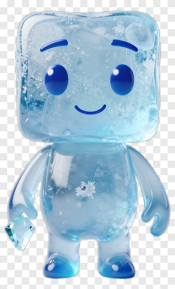 Cartoon Ice Cube Character Holding A Diamond PNG