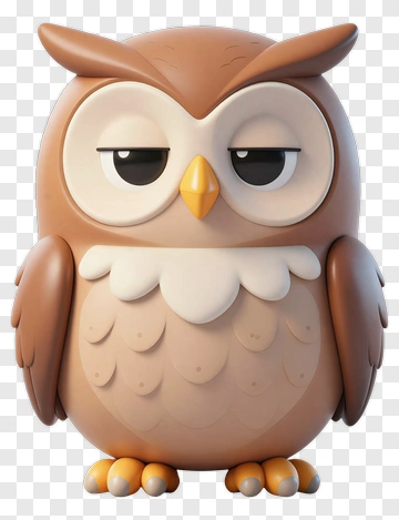 3D Cartoon Owl PNG