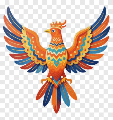 Colorful Phoenix With Elaborate Wings PNG