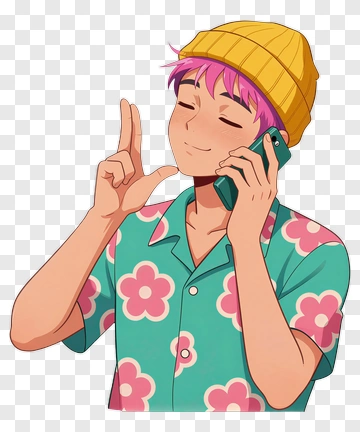 Cartoon Boy Talking On Phone PNG