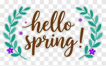 Hello Spring Greeting With Floral Elements PNG