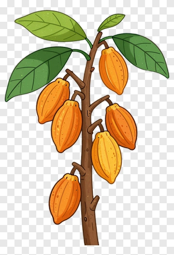 Cartoon Cocoa Pod On A Branch PNG