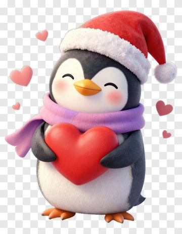Cartoon Penguin Holding A Heart PNG