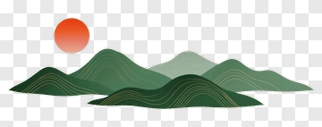 Stylized Mountain Landscape With Sun PNG