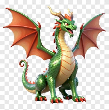 3D Dragon With Red Wings PNG