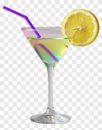 Colorful Cocktail With Lemon Slice PNG