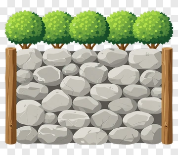 Stone Wall With Green Trees PNG