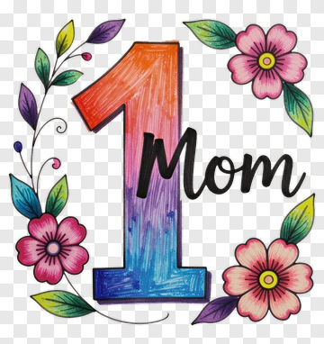 Colorful Number One Mom Design PNG