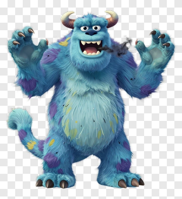Cartoon Blue Monster With Horns PNG