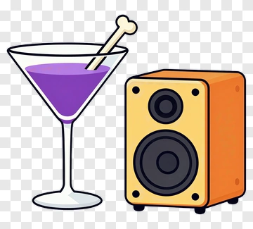 Cocktail Glass And Speaker PNG