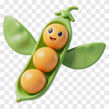Cartoon Pea Pod With Smiling Peas PNG