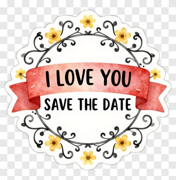 Save The Date With Floral Design PNG