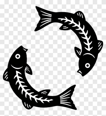 Black Fish Swimming In A Circular Pattern PNG