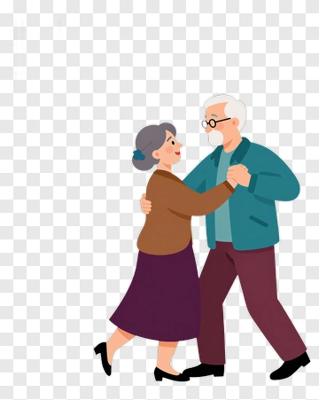 Happy Elderly Couple Dancing Together PNG