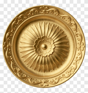 Ornate Gold Decorative Plate PNG